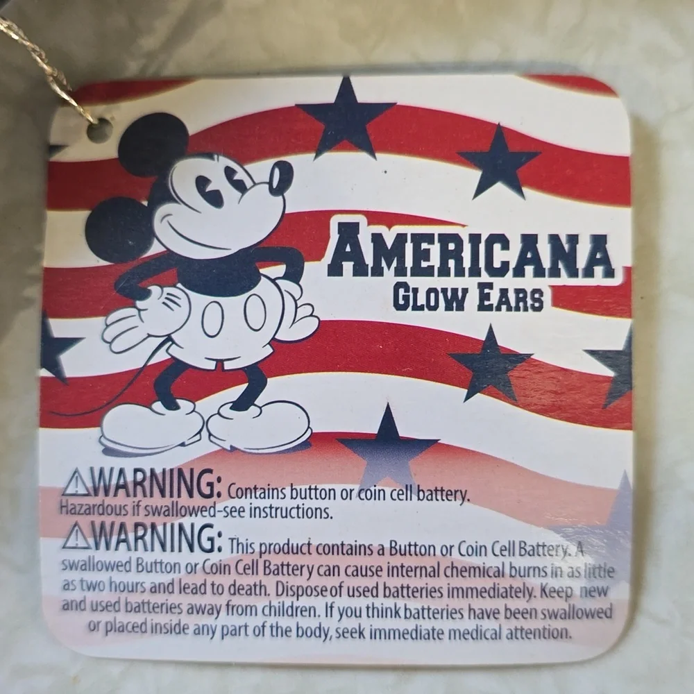 Disney‎ Parks Americana Mickey Light Up Ears Glow Headband USA Ages 3+
